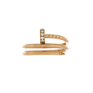 Cartier Small Juste un Clou Double Ring 18K Yellow Gold and Diamonds